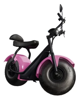 Scooter Elétrica Tui Mais 2 Lugares 1000W 60Km Autonomia – Cor Rosa